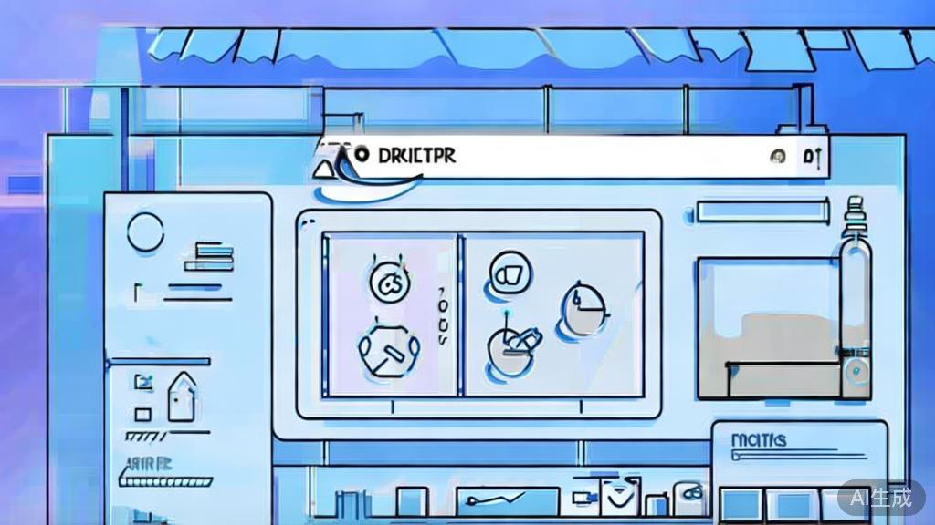 Flat vector illustration of a college student's online store in a dorm, dashboard style, soft blue gradient