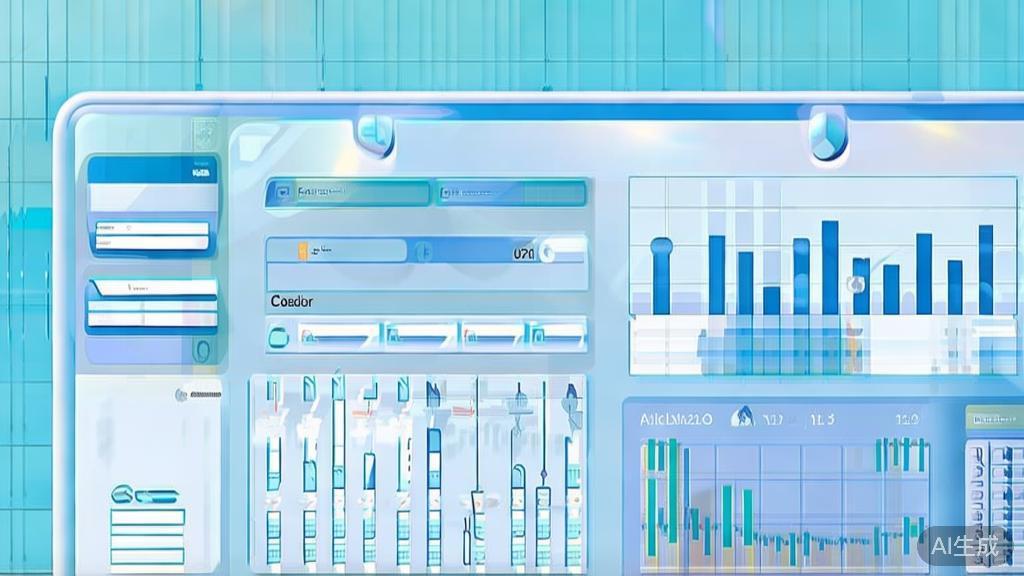 Flat vector illustration of financial management tools, dashboard style, soft blue gradient