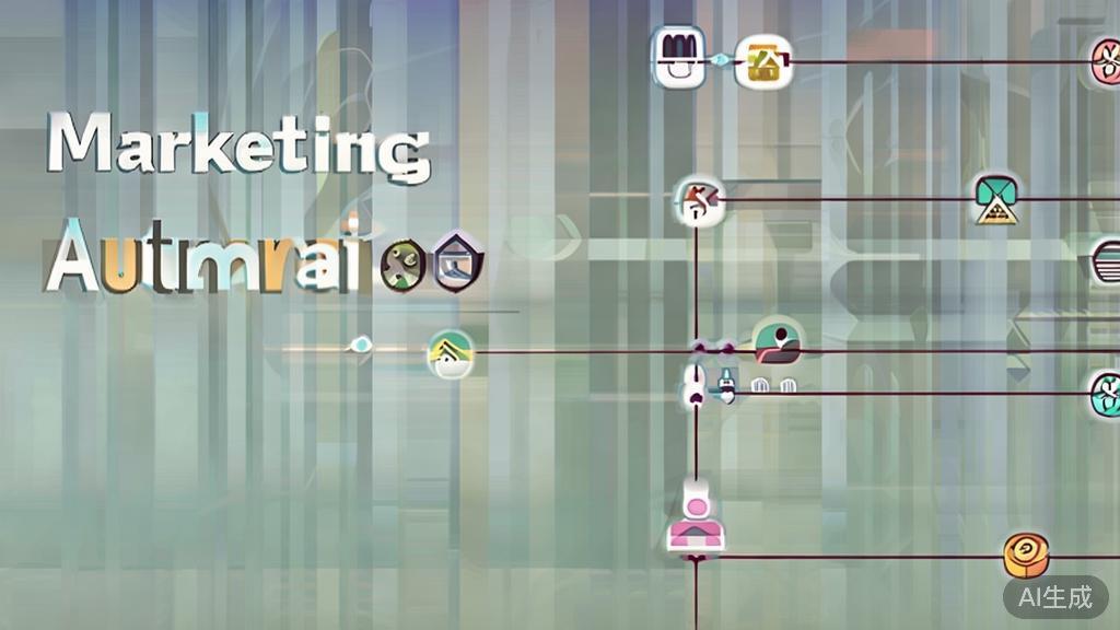 High-quality business illustration regarding marketing automation tools, minimal flat design