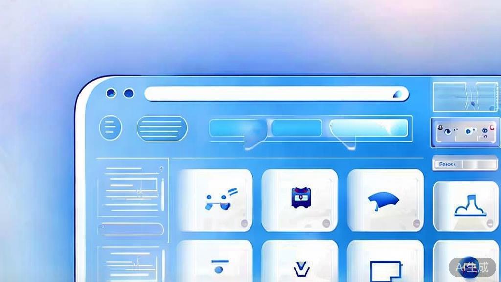 Flat vector illustration of social media management tools, dashboard style, soft blue gradient