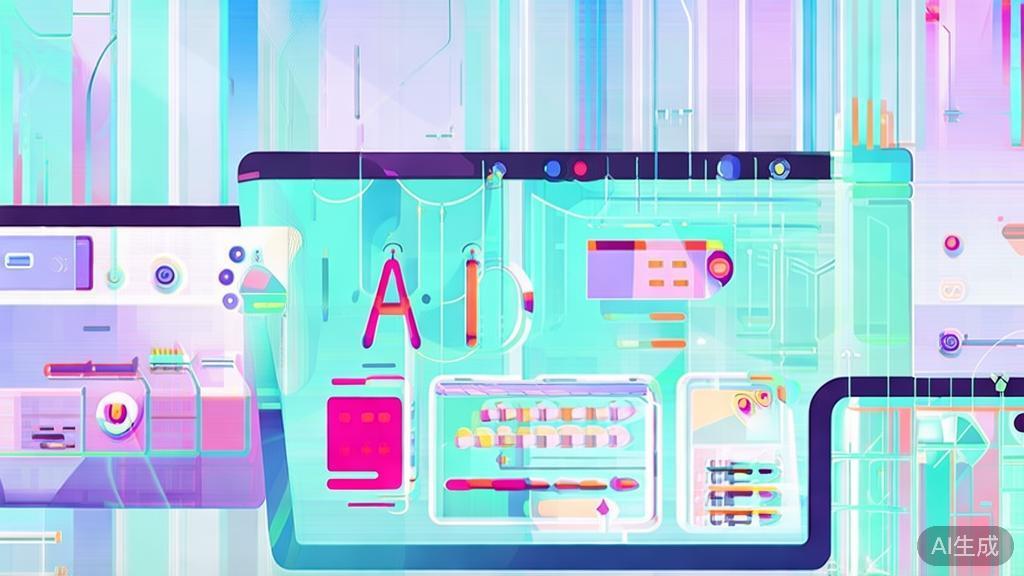High-quality illustration on using AI tools in practical applications, minimal flat design