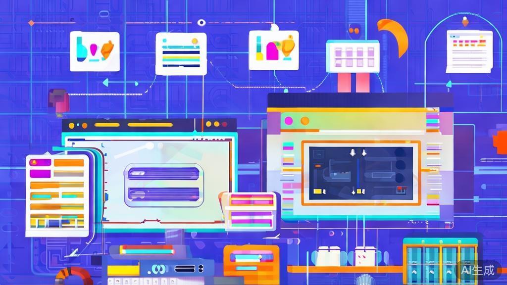 "Flat vector illustration of AI video editing process, focusing on automation and efficiency"