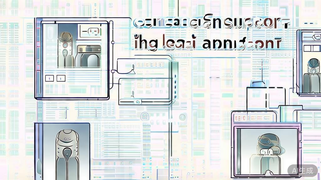 High-quality business illustration regarding AI customer support assistants, minimal flat design