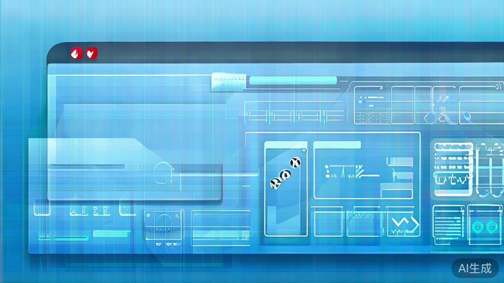 Flat vector illustration of AI health diagnosis tool, dashboard style, soft blue gradient