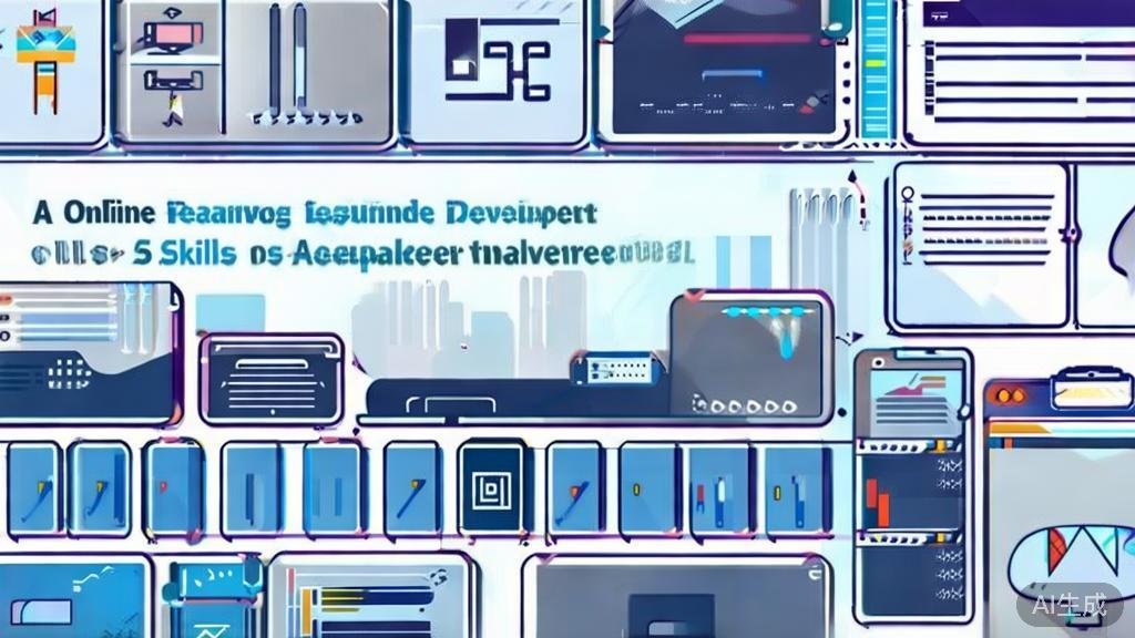 "Flat vector illustration of online learning resources for AI skills, corporate style"