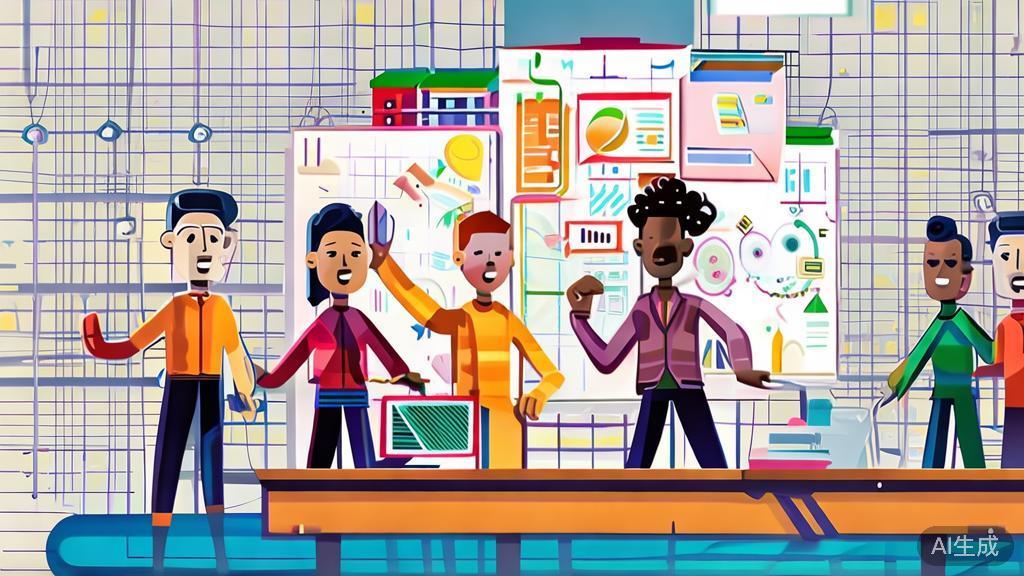 High-quality illustration of a diverse and collaborative startup team working together, depicted in a vibrant and engaging style