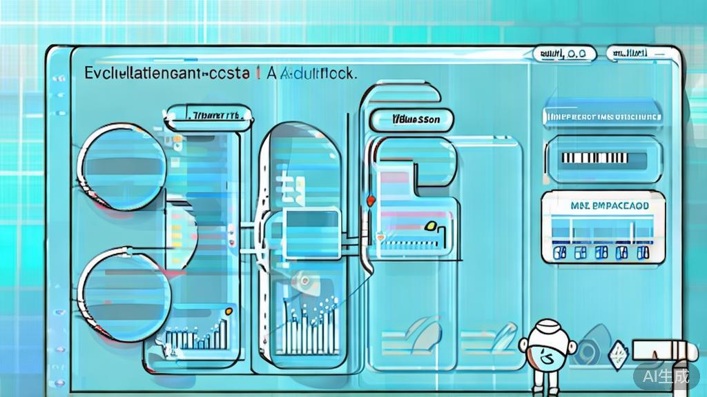 Flat vector illustration of evaluating AI tools costs for business, dashboard style, soft blue gradient