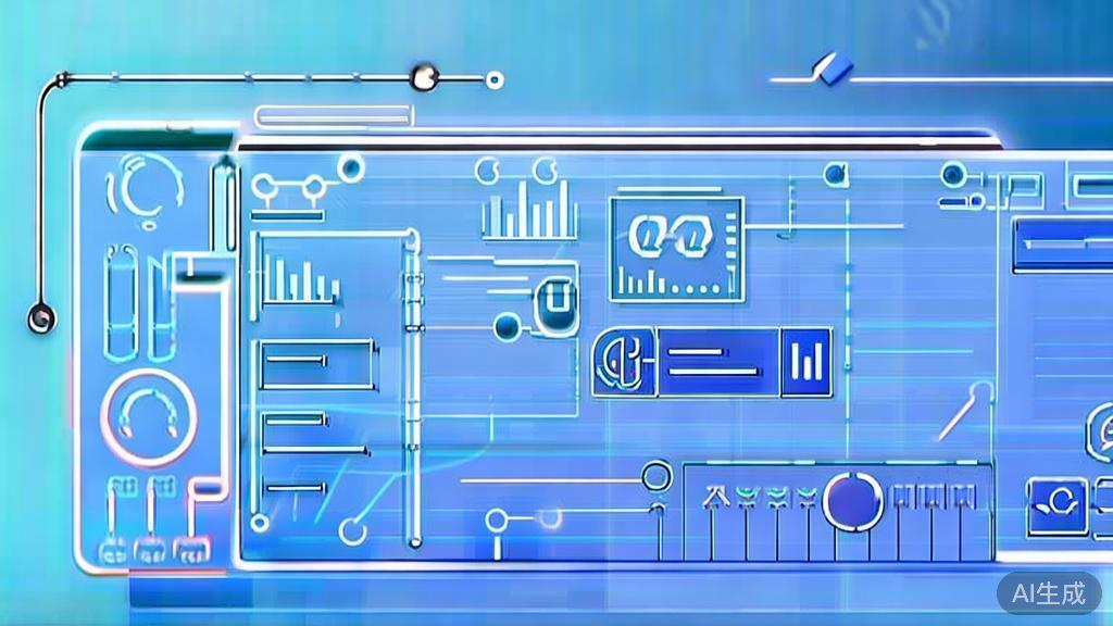 Flat vector illustration of AI entrepreneurship strategies, dashboard style, soft blue gradient