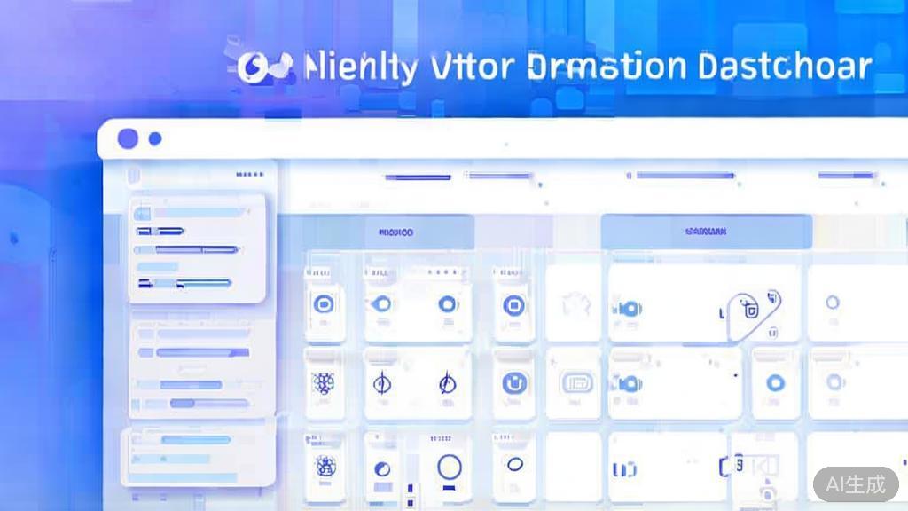 Flat vector illustration of AI tool selection process, dashboard style, soft blue gradient