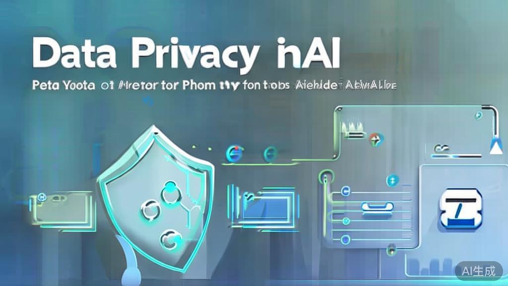 High-quality business illustration regarding data privacy in AI, minimal flat design