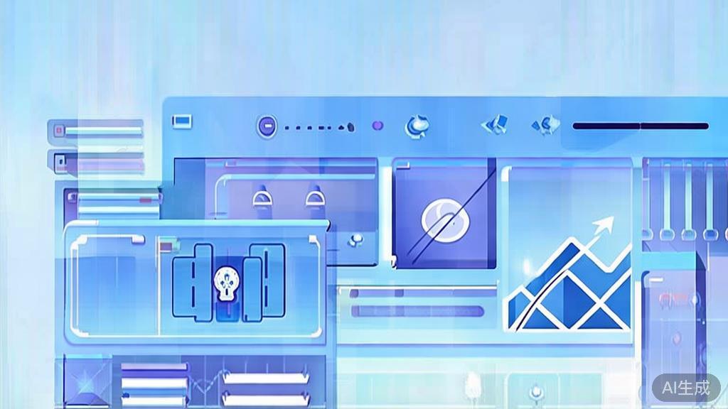 Flat vector illustration of talent development in AI industry, dashboard style, soft blue gradient