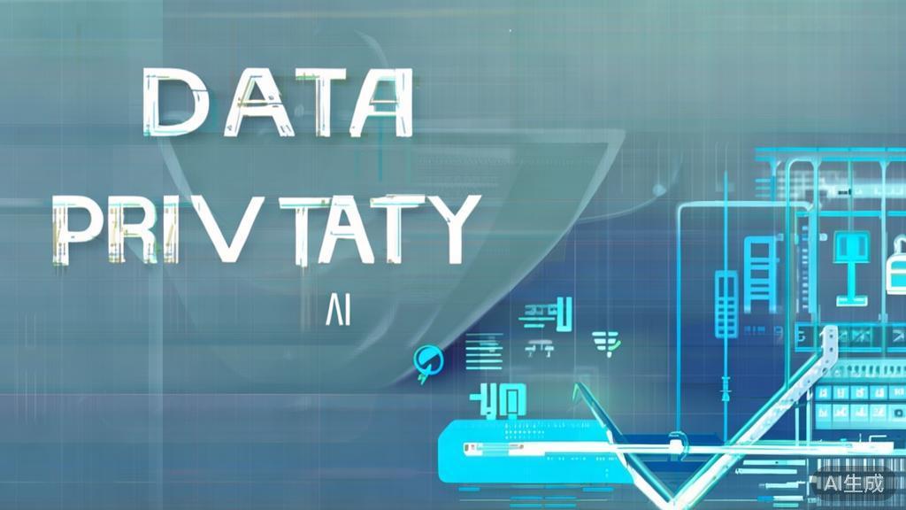 High-quality business illustration concerning data privacy in AI, minimal flat design
