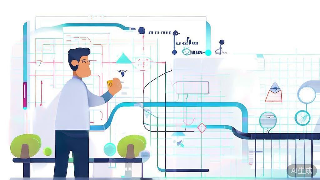 "Flat vector illustration of a business person planning for long-term success, illustrating a roadmap to establish business growth"