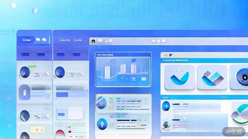 Flat vector illustration of social media marketing, dashboard style, soft blue gradient