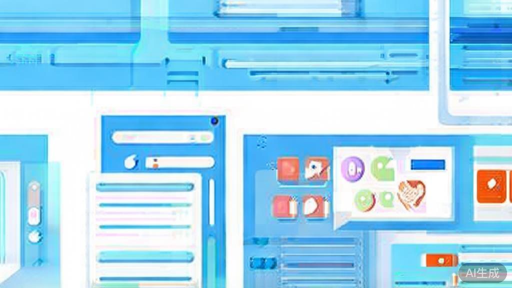 "Flat vector illustration of engaging social media content, dashboard style, soft blue gradient"