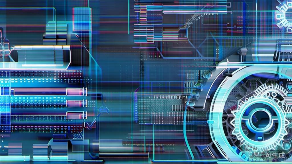 "High-quality business illustration regarding AI innovation concepts, with gears and tech elements"
