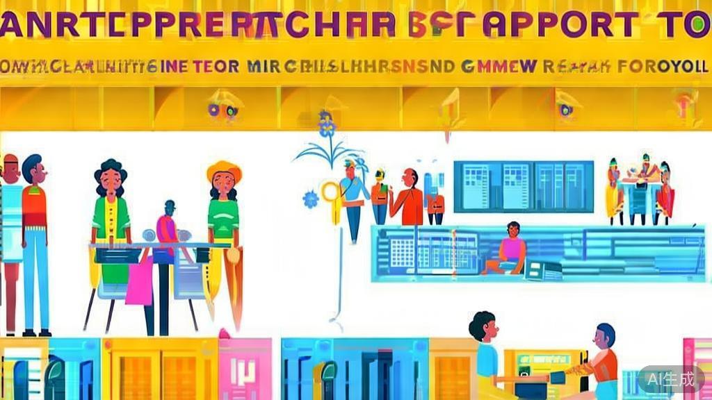 "High-quality illustration of entrepreneurial support programs for young people, minimal flat design"