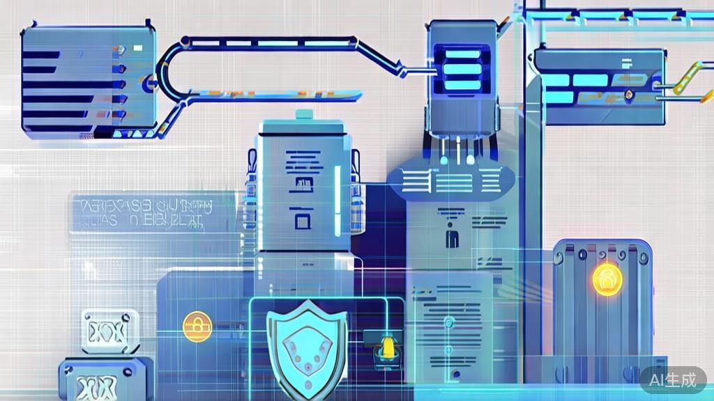 "High-quality business illustration depicting data security in AI, minimal flat design"