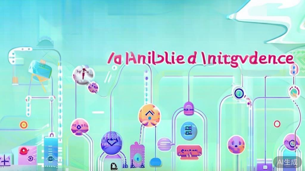 "Flat vector illustration of cross-industry collaboration in AI, soft blue gradient"