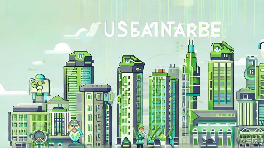 "High-quality illustration depicting the importance of sustainable business practices in AI, minimal flat design"