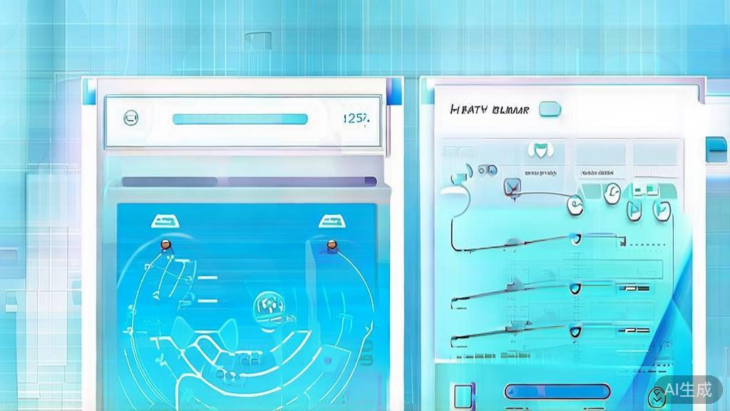 Flat vector illustration of emerging health technology, dashboard style, soft blue gradient