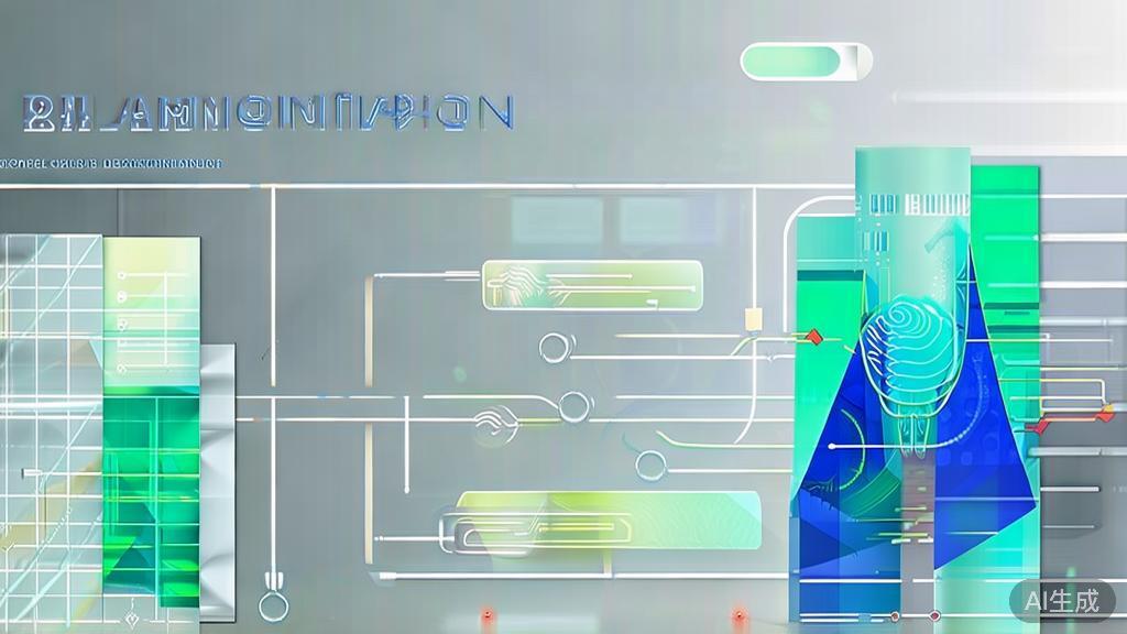 High-quality business illustration showing innovation in AI technology, minimal flat design