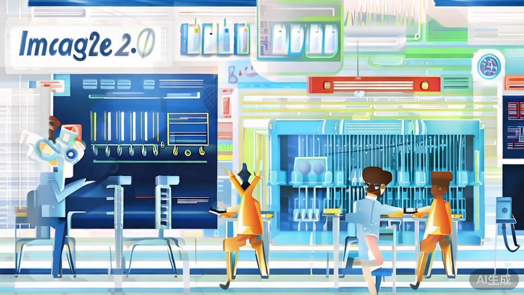 High-quality business illustration regarding use of Image2.0 in education and training, minimal flat design
