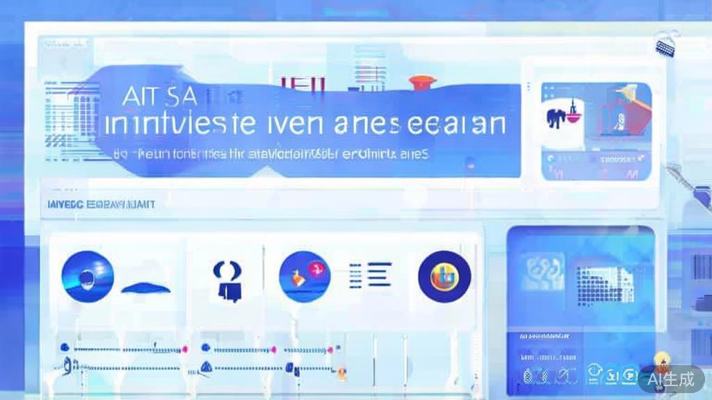 Flat vector illustration demonstrating the impact of AI绘画 on creative industries, dashboard style, soft blue gradient