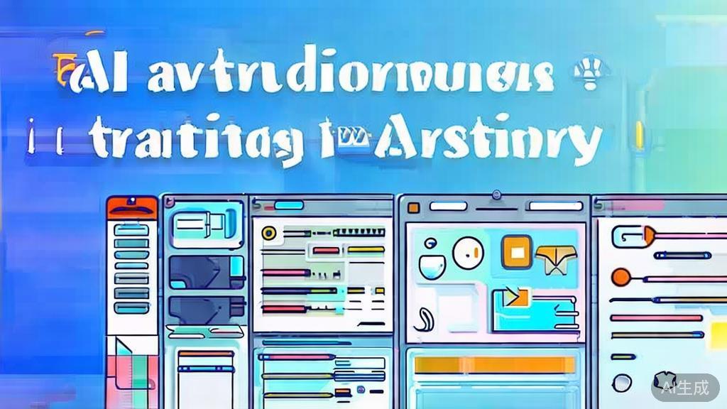 Flat vector illustration of creative processes using both AI and traditional methods, dashboard style, soft blue gradient