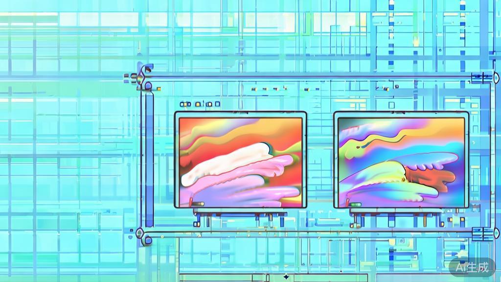 "Flat vector illustration of AI painting comparison, dashboard style, soft blue gradient"