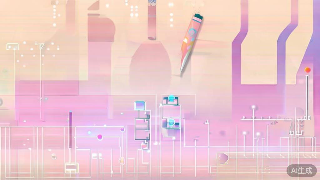 "Flat vector illustration of creative process in AI painting, soft colors, minimal design"