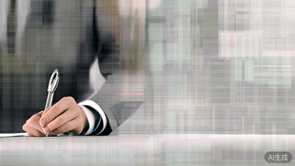 High-quality business illustration showing a person writing with traditional pen and paper, minimal flat design