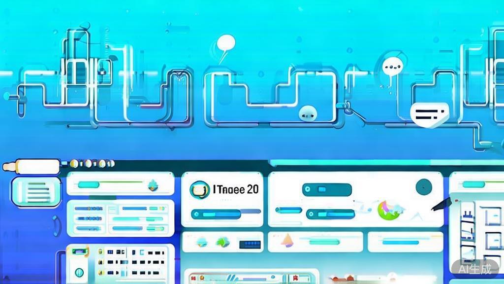 Flat vector illustration of creative brainstorming session with GPT Imagine 2.0, dashboard style, soft blue gradient