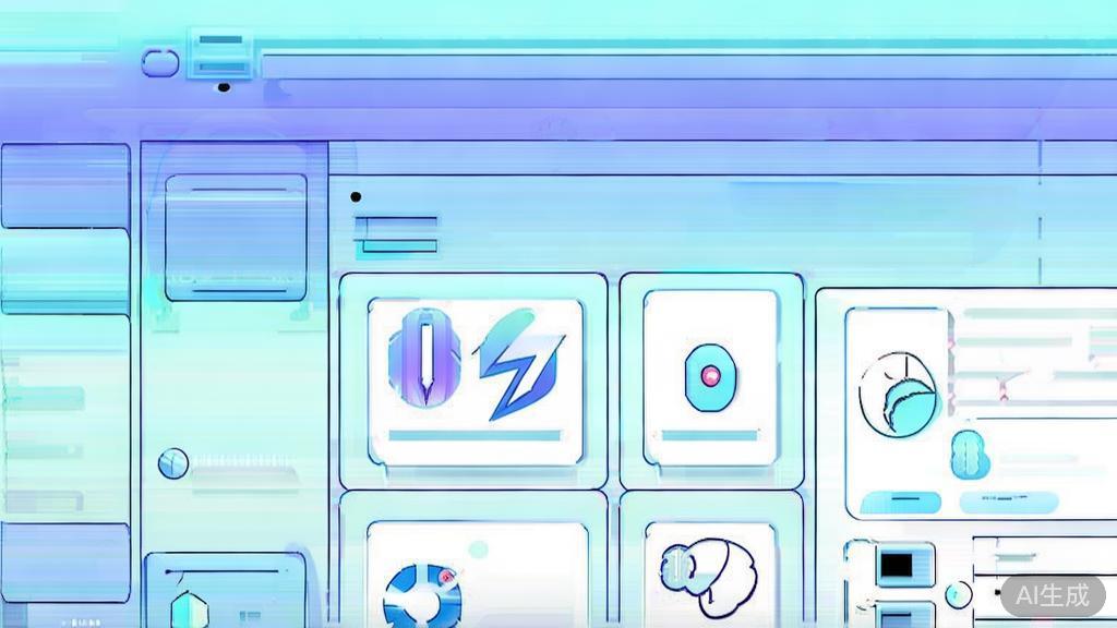 Flat vector illustration of AI updates and improvements, dashboard style, soft blue gradient