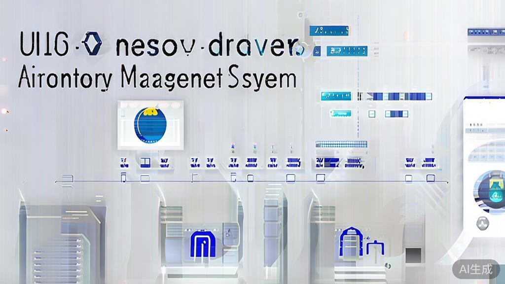 High-quality business illustration regarding AI intelligent inventory management, minimal flat design