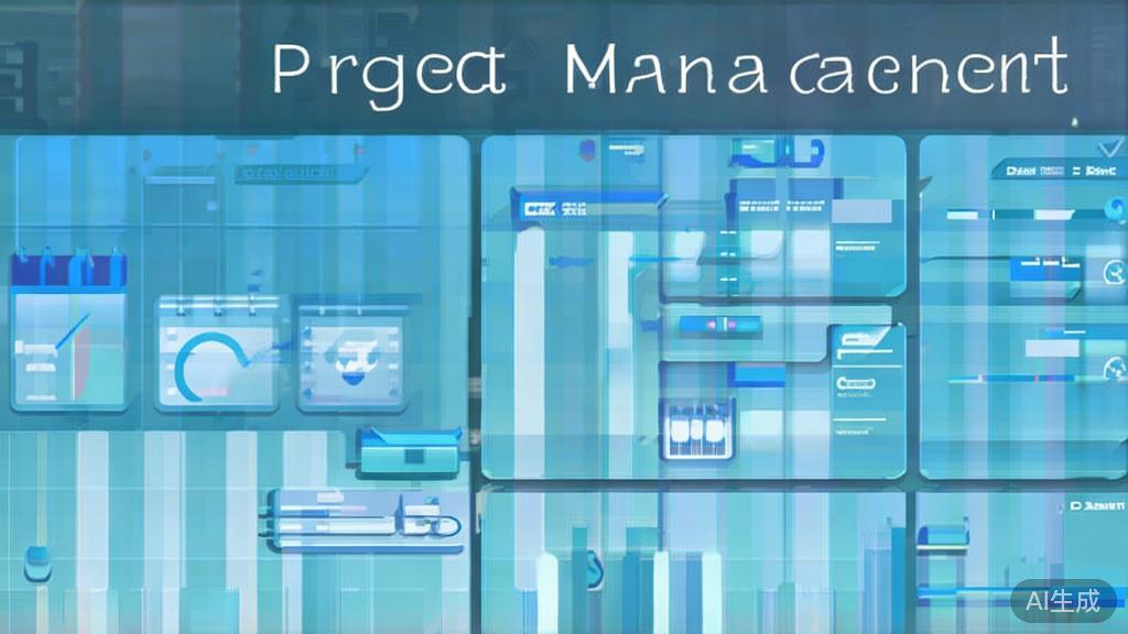 Flat vector illustration of project management concept, dashboard style, soft blue gradient