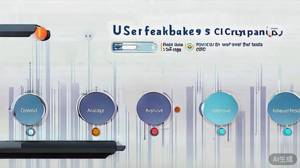 High-quality business illustration of user feedback process in AI, minimal flat design