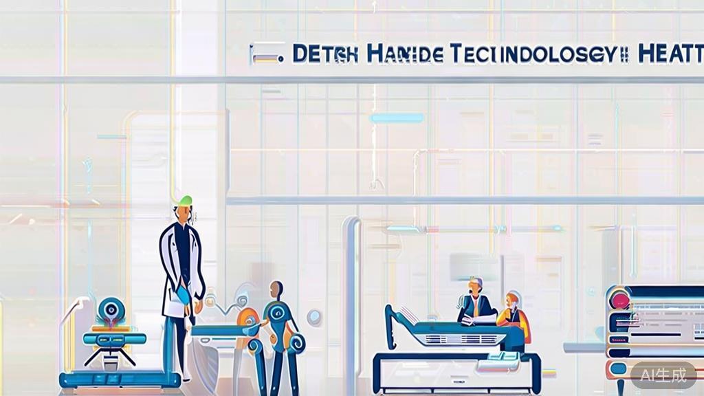 High-quality business illustration about the social impact of technology in healthcare, minimal flat design