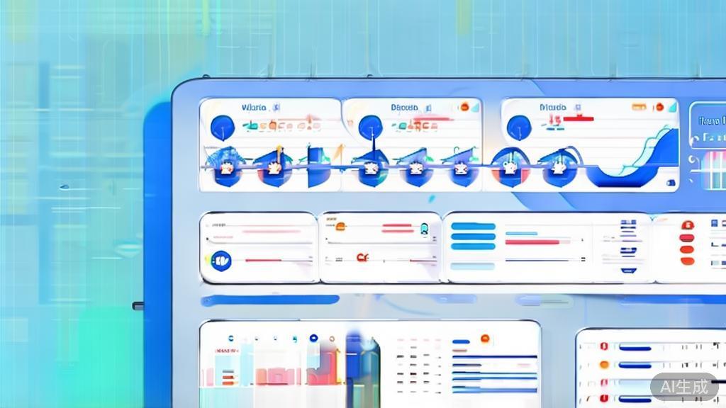 Flat vector illustration of micro e-commerce, dashboard style, soft blue gradient