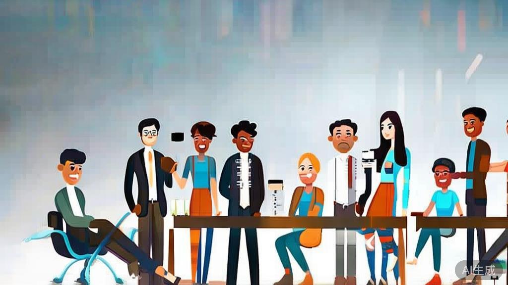 High-quality business illustration regarding college students networking for entrepreneurship, minimal flat design
