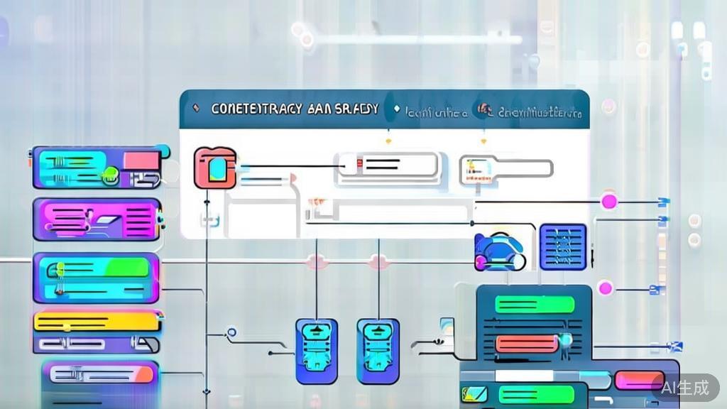 High-quality business illustration regarding content strategy and AI tools, minimal flat design