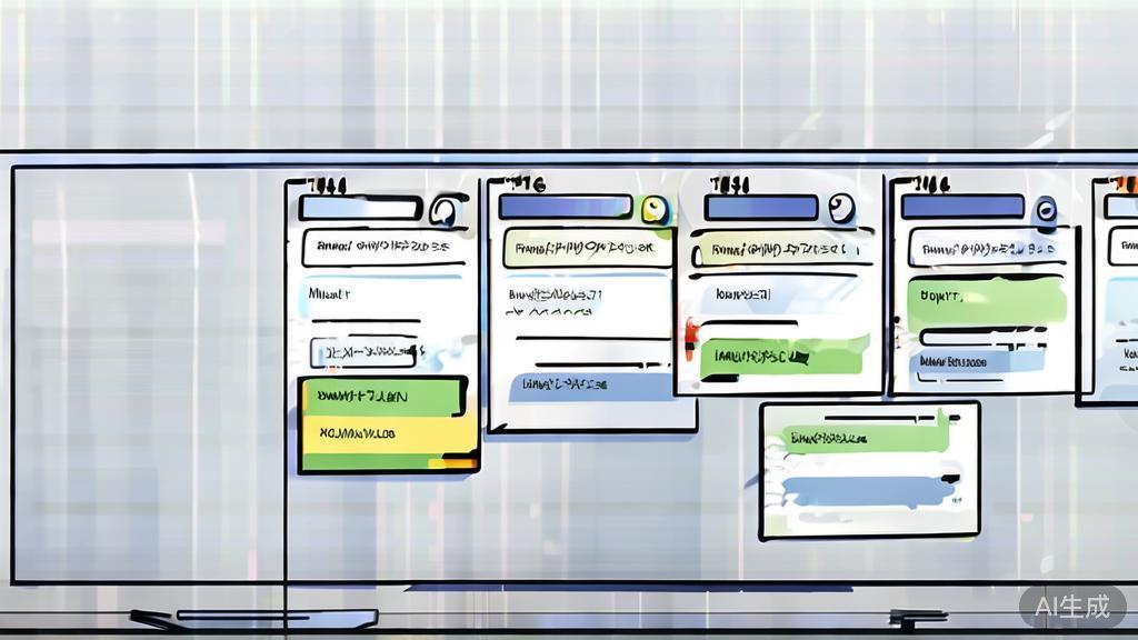 High-quality business illustration of a Trello board with tasks and assignments, minimal flat design