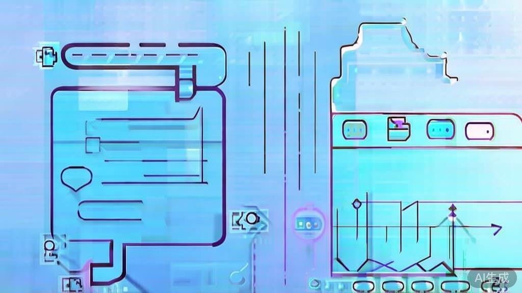 Flat vector illustration of natural language processing in a business context, soft blue gradient