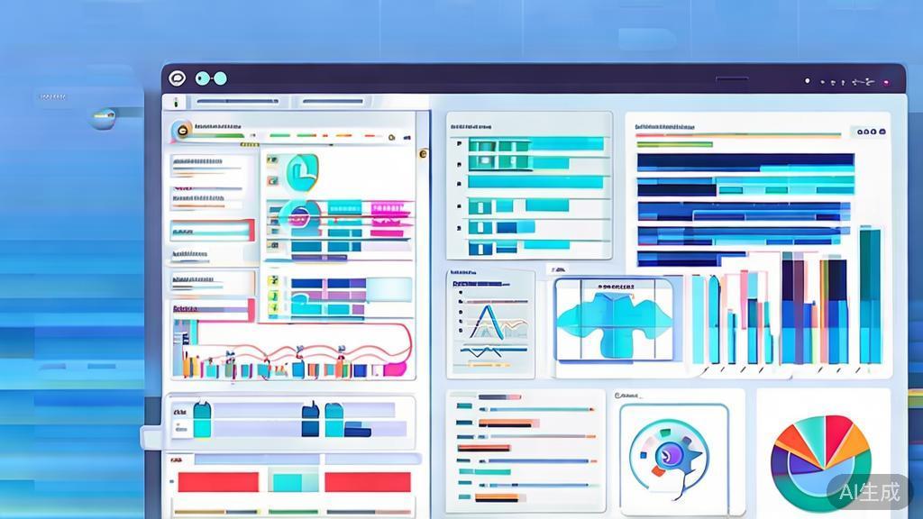 Flat vector illustration of data analysis in social media, dashboard style, soft blue gradient