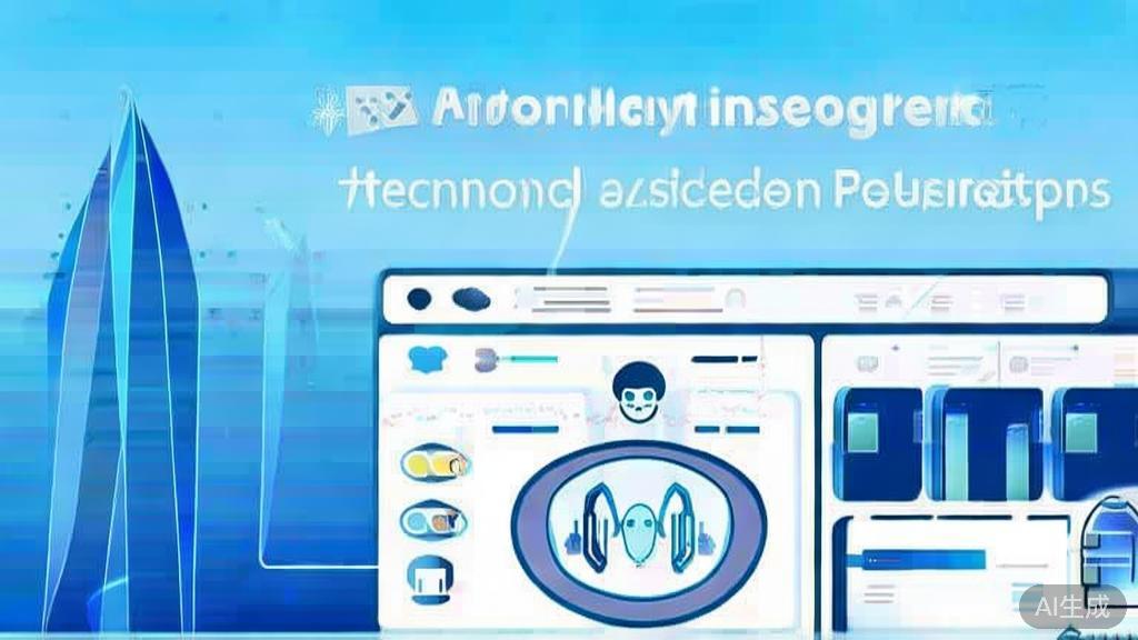 "Flat vector illustration of affordable AI technology for startups, dashboard style, soft blue gradient"