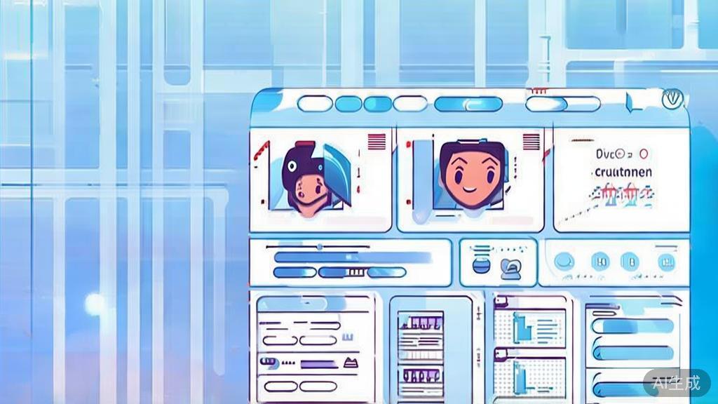 Flat vector illustration of personalized customer experience with AI, dashboard style, soft blue gradient