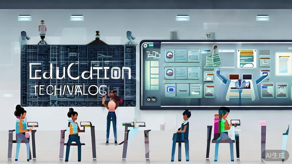 High-quality business illustration regarding AI in education technology, minimal flat design