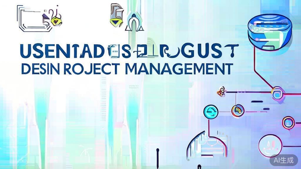 "Flat vector illustration of user-centered design in AI project management, soft blue gradient"