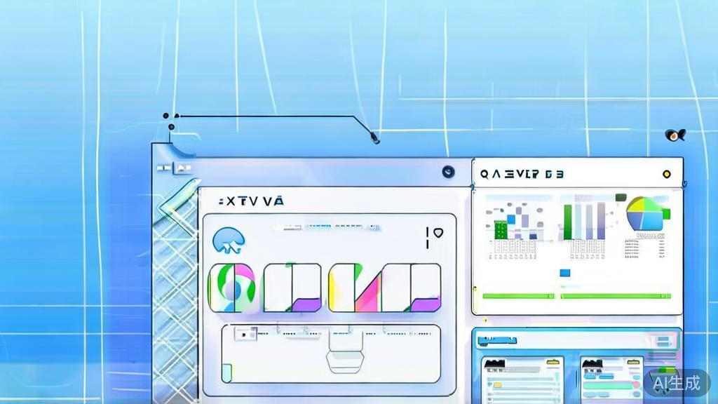 "Flat vector illustration of AI technology in project management, dashboard style, soft blue gradient"