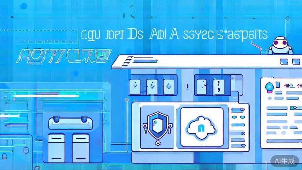 Flat vector illustration of data security in AI startups, dashboard style, soft blue gradient